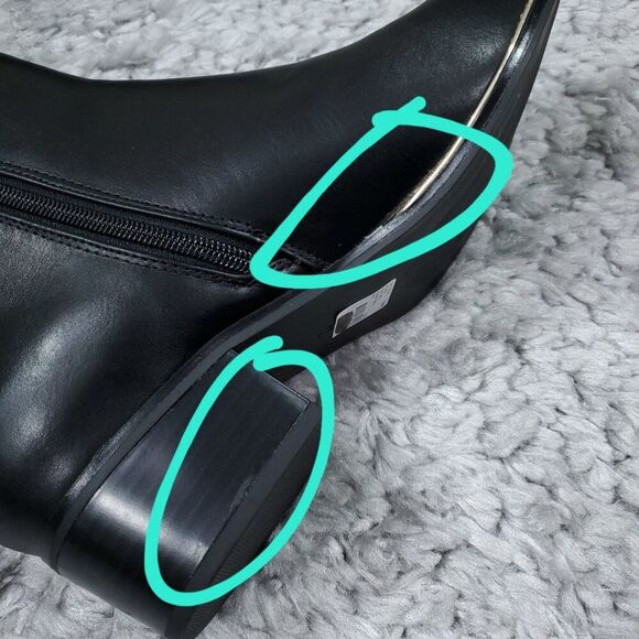 READ Lane Bryant 10 Wide Ankle Boots Booties Faux Leather Block Heel Black 10W - Picture 7 of 9